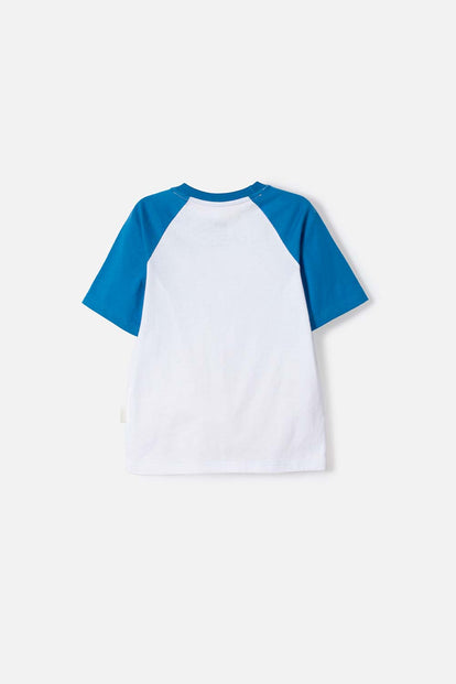 CAMISETA DE HOT WHEELS MANGA CORTA AZUL Y BLANCO PARA NIÑO 2T A 6T