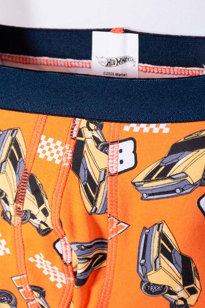 PACK X2 BOXER DE HOT WHEELS NARANJADO Y BLANCO PARA NIÑO 2T A 6T