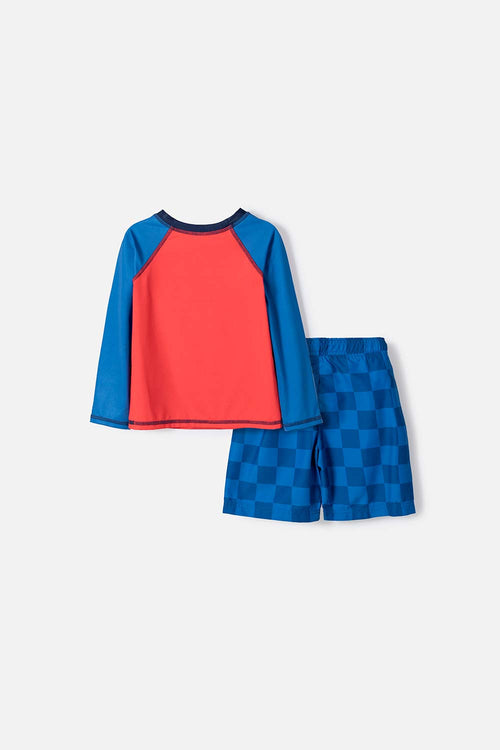 CONJUNTO DE BAÑO DE HOT WHEELS AZUL Y ROJO PARA NIÑO 2T A 6T