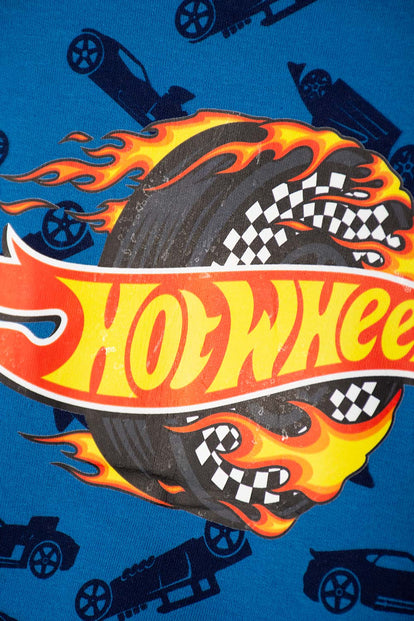 CONJUNTO HOT WHEELS CON PANTALÓN LARGO AZUL PARA NIÑO 2T A 6T