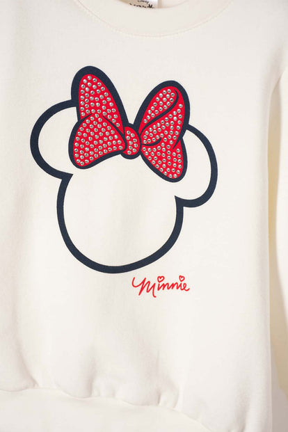 BUZO DE MINNIE MOUSE CERRADO MARFIL PARA NIÑA 2T A 5T