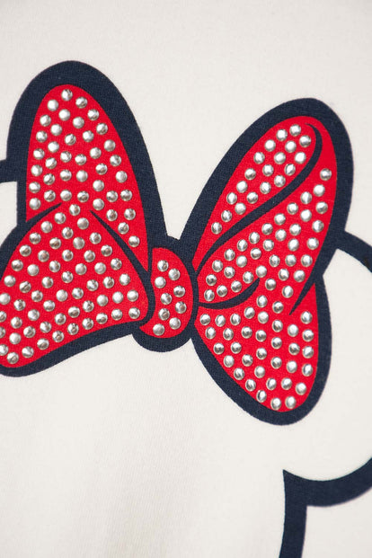 BUZO DE MINNIE MOUSE CERRADO MARFIL PARA NIÑA 2T A 5T