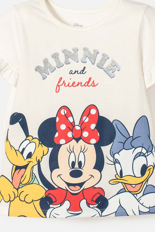 CAMISETA DE MINNIE MOUSE MANGA CORTA MARFIL PARA NIÑA 2T A 5T