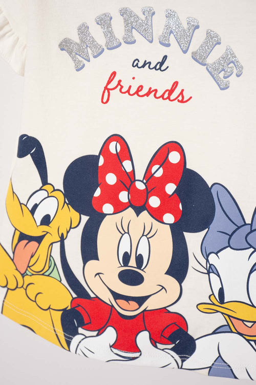 CAMISETA DE MINNIE MOUSE MANGA CORTA MARFIL PARA NIÑA 2T A 5T