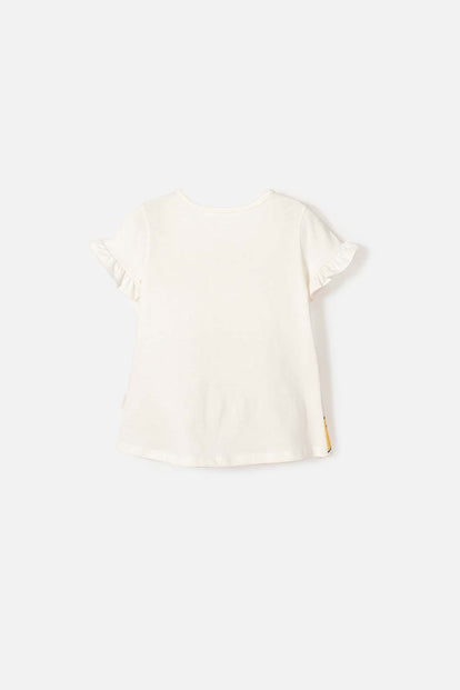 CAMISETA DE MINNIE MOUSE MANGA CORTA MARFIL PARA NIÑA 2T A 5T