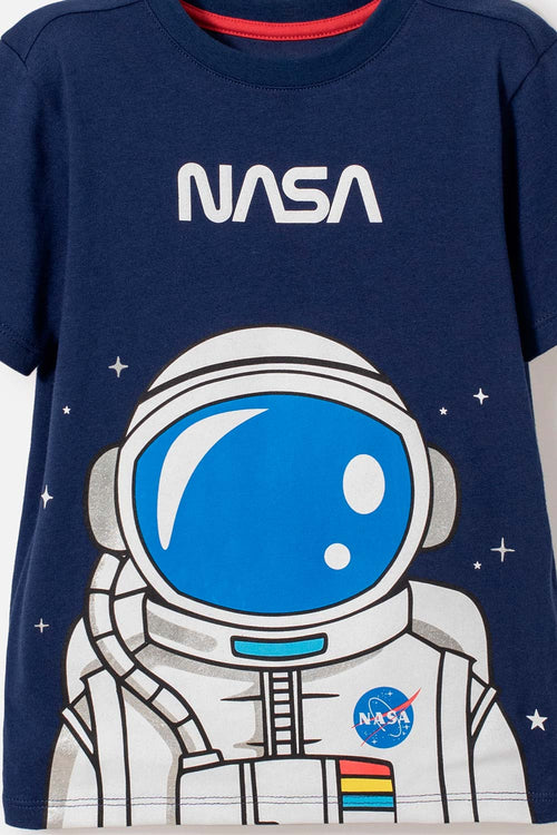 CAMISETA DE NASA MANGA CORTA AZUL PARA NIÑO 2T A 5T