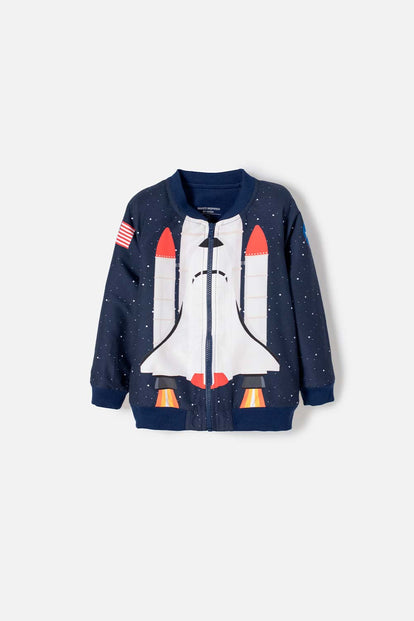 CHAQUETA DE LA NASA CON CIERRE AZUL PARA NIÑO 2T A 5T