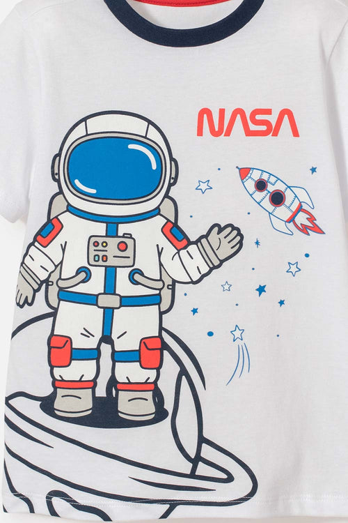 PIJAMA DE LA NASA CON PANTALÓN LARGO BLANCO Y AZUL PARA NIÑO 2T A 5T