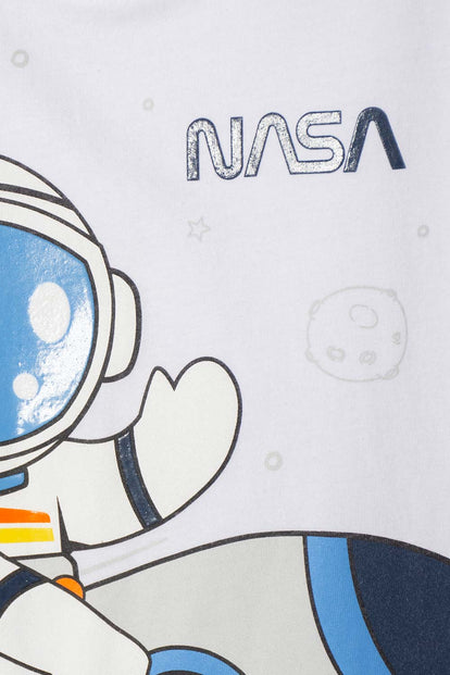 CONJUNTO DE LA NASA CON PANTALÓN LARGO BLANCO Y AZUL PARA NIÑO 2T A 5T