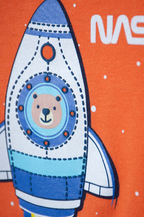 CONJUNTO DE LA NASA CON PANTALÓN LARGO NARANJA Y AZUL PARA BEBÉ NIÑO