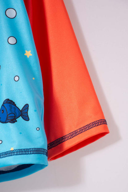 CONJUNTO DE BAÑO DE LA NASA AZUL Y NARANJA PARA BEBÉ NIÑO