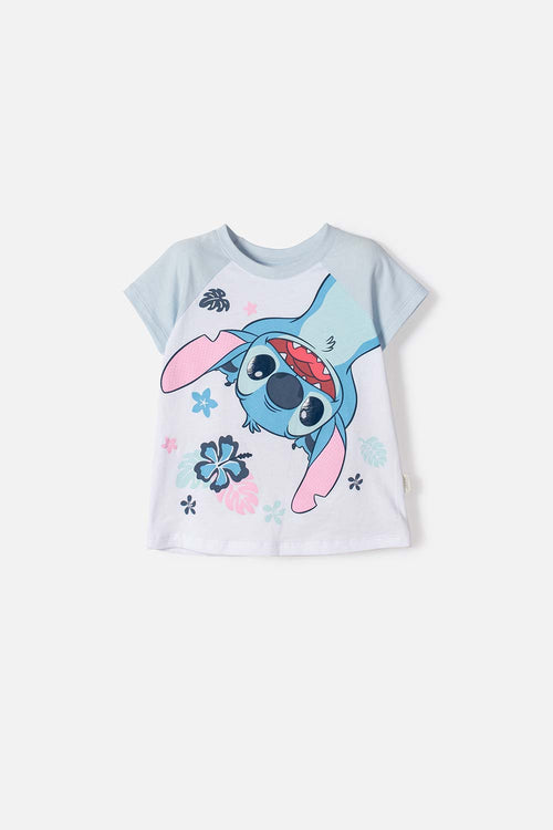 CAMISETA DE STITCH MANGA CORTA BLANCO PARA NIÑA 2T A  5T