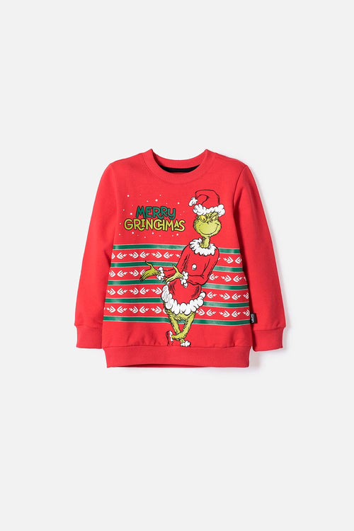 BUZO DE GRINCH CERRADO ROJO PARA BEBÉ NIÑO UNISEX