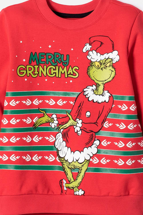 BUZO DE GRINCH CERRADO ROJO PARA BEBÉ NIÑO UNISEX