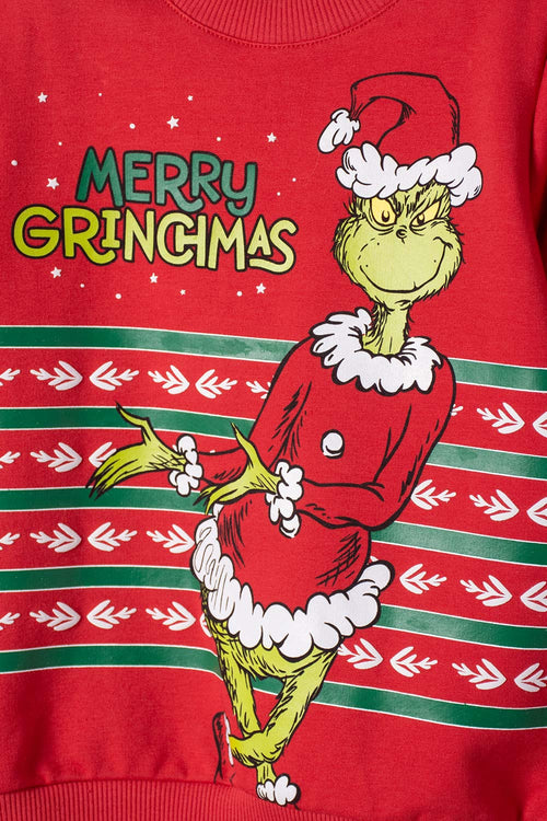 BUZO DE GRINCH CERRADO ROJO PARA BEBÉ NIÑO UNISEX