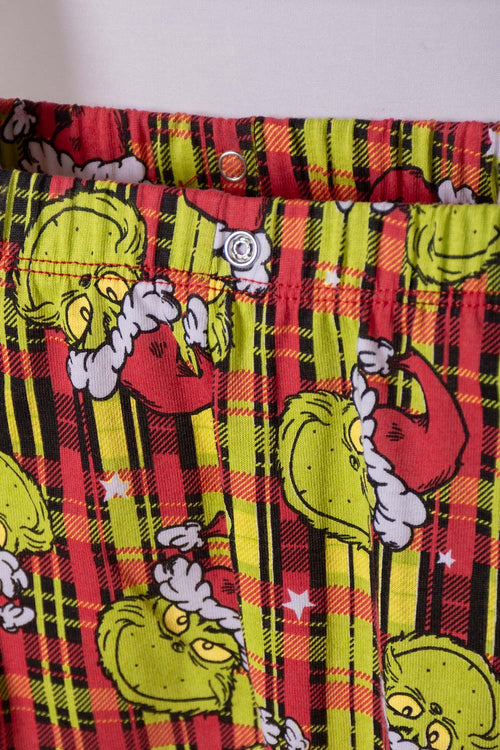 PIJAMA DE GRINCH CON PANTALÓN LARGO ROJO PARA BEBÉ UNISEX