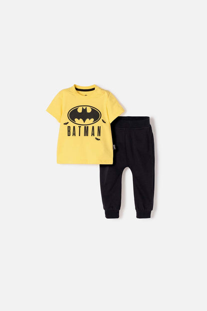 CONJUNTO DE BATMAN PANTALÓN LARGO AMARILLO Y NEGRO PARA BEBÉ NIÑO