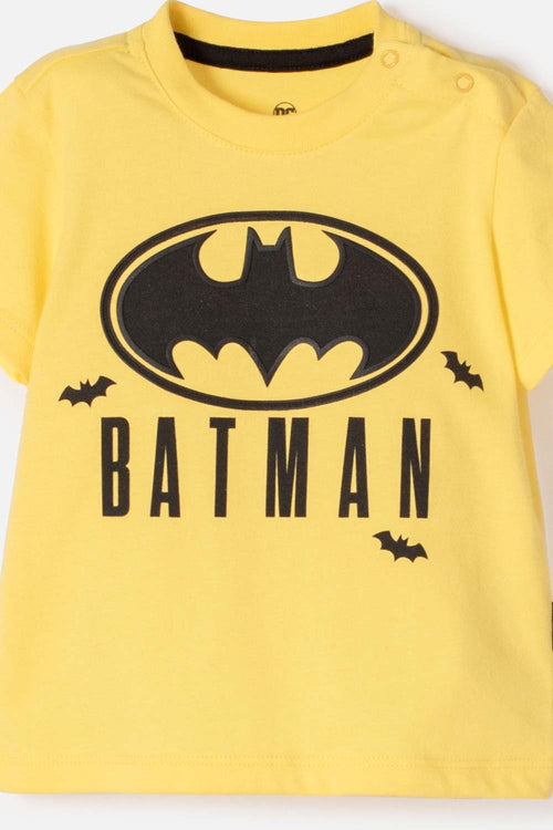 CONJUNTO DE BATMAN PANTALÓN LARGO AMARILLO Y NEGRO PARA BEBÉ NIÑO