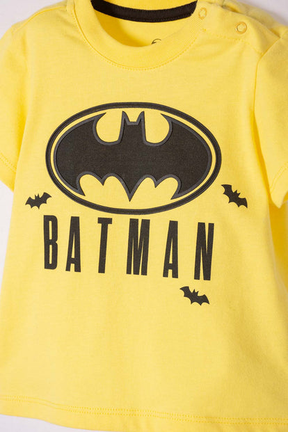 CONJUNTO DE BATMAN PANTALÓN LARGO AMARILLO Y NEGRO PARA BEBÉ NIÑO
