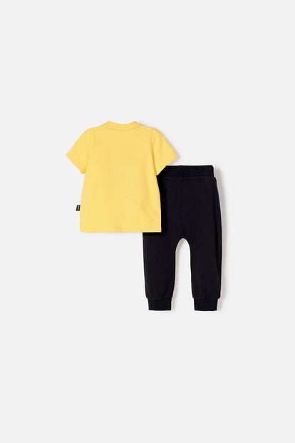 CONJUNTO DE BATMAN PANTALÓN LARGO AMARILLO Y NEGRO PARA BEBÉ NIÑO