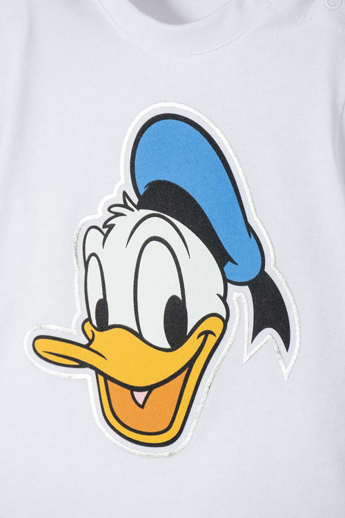 CONJUNTO DE PATO DONALD CON PANTALÓN LARGO BLANCO Y AZUL PARA BEBÉ NIÑO