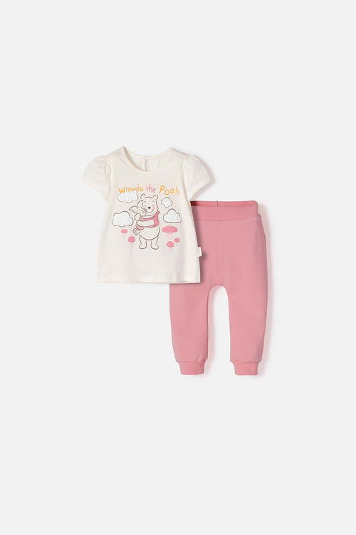 CONJUNTO DE WINNIE THE POOH MARFIL PARA BEBÉ NIÑA