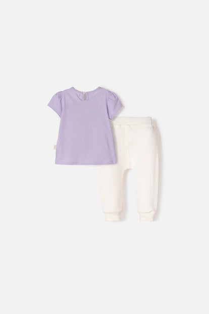 CONJUNTO DE DAISY CON PANTALÓN LARGO LAVANDA PARA BEBÉ NIÑA