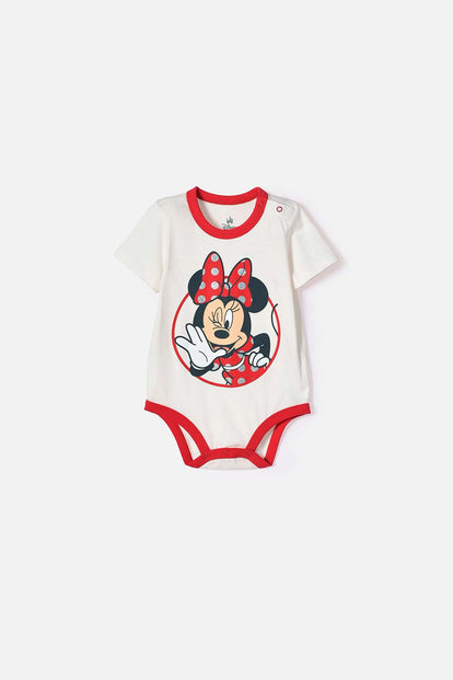 BODY DE MINNIE MOUSE MANGA CORTA MARFIL PARA BEBÉ NIÑA