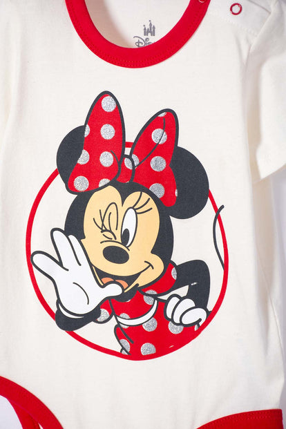 BODY DE MINNIE MOUSE MANGA CORTA MARFIL PARA BEBÉ NIÑA