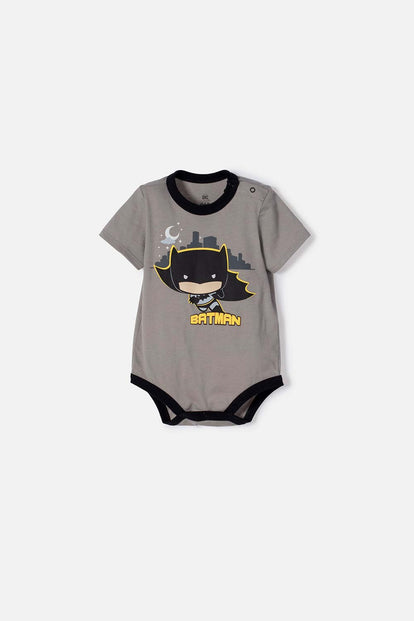 BODY DE BATMAN CON BROCHES GRIS PARA BEBÉ NIÑO