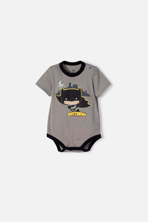 BODY DE BATMAN CON BROCHES GRIS PARA BEBÉ NIÑO