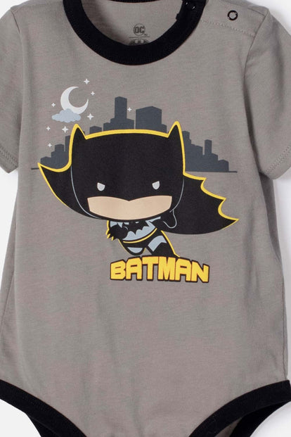 BODY DE BATMAN CON BROCHES GRIS PARA BEBÉ NIÑO