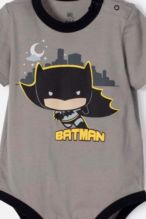 BODY DE BATMAN CON BROCHES GRIS PARA BEBÉ NIÑO