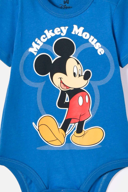 BODY DE MICKEY MOUSE MANGA CORTA AZUL PARA BEBÉ NIÑO