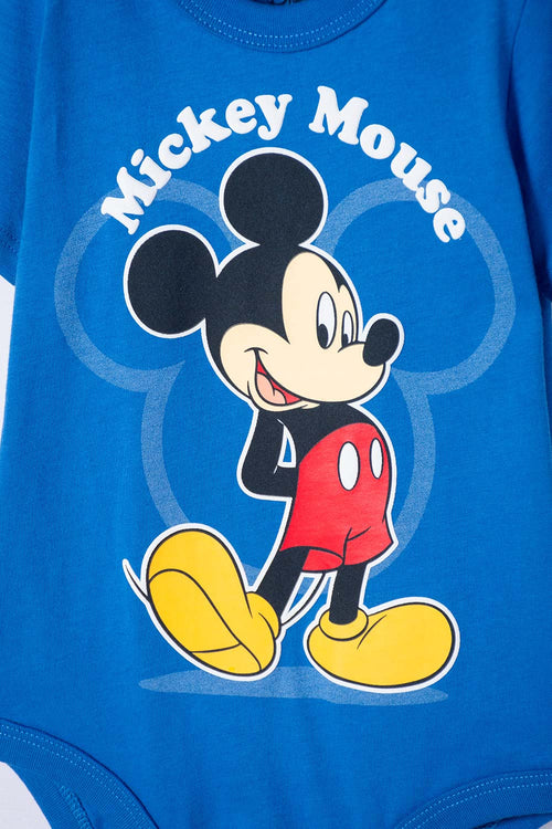 BODY DE MICKEY MOUSE MANGA CORTA AZUL PARA BEBÉ NIÑO