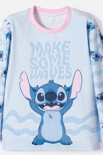 PIJAMA DE STITCH CON PANTALÓN LARGO MULTICOLOR PARA NIÑA 2T A 5T