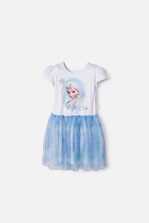 VESTIDO DE FROZEN CON TULL BLANCO PARA NIÑA 2T A 6T