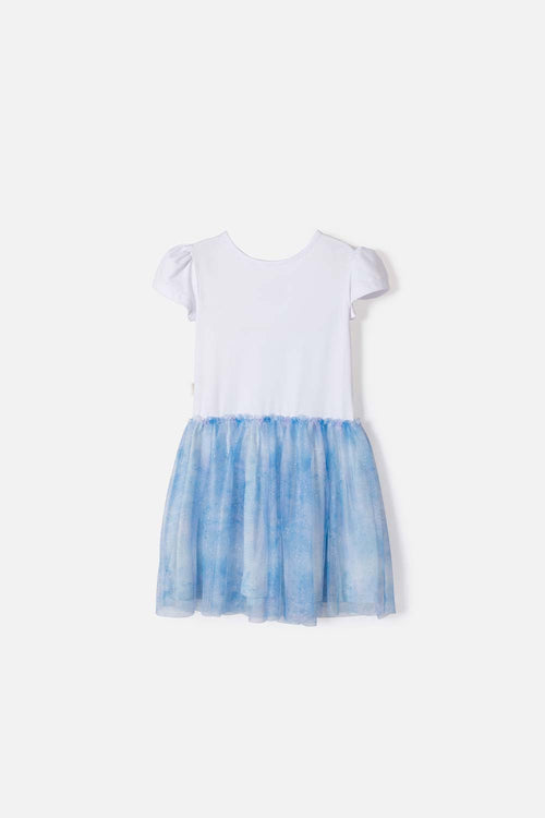 VESTIDO DE FROZEN CON TULL BLANCO PARA NIÑA 2T A 6T