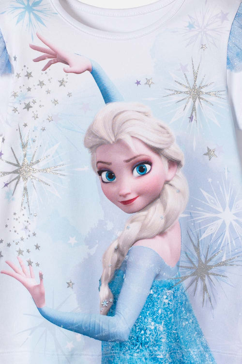 CAMISETA DE FROZEN MANGA CORTA BLANCO PARA NIÑA 2T A 6T