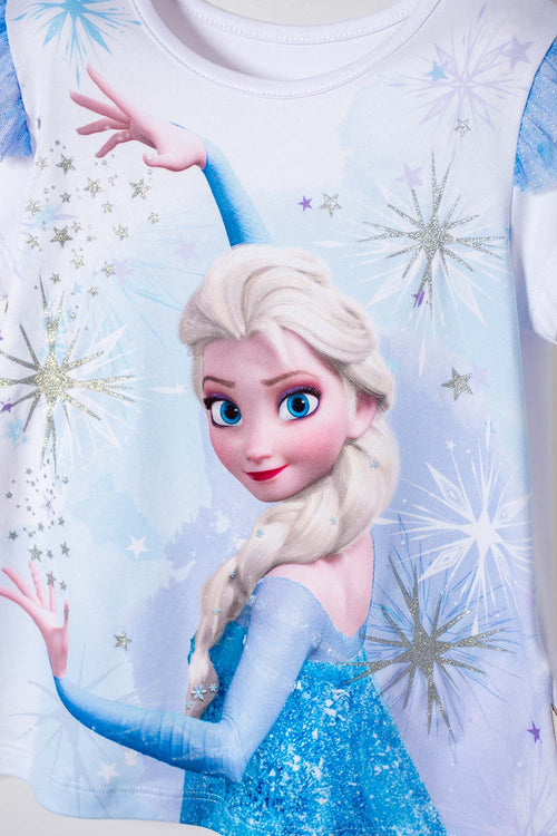 CAMISETA DE FROZEN MANGA CORTA BLANCO PARA NIÑA 2T A 6T