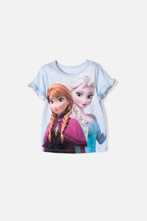 CAMISETA DE FROZEN MANGA CORTA AZUL CIELO PARA NIÑA 2T A 6T