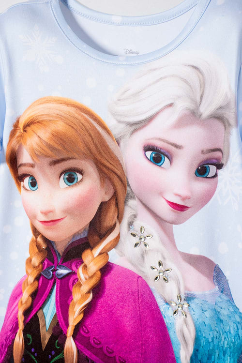 CAMISETA DE FROZEN MANGA CORTA AZUL CIELO PARA NIÑA 2T A 6T