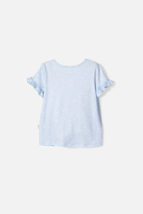 CAMISETA DE FROZEN MANGA CORTA AZUL CIELO PARA NIÑA 2T A 6T
