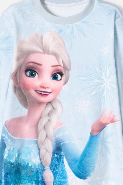 PIJAMA DE FROZEN PANTALÓN LARGO AZUL PARA NIÑA 2T A 6T