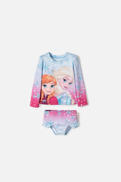 CONJUNTO DE BAÑO DE FROZEN MANGA LARGA MULTICOLOR PARA NIÑA 2T A 6T