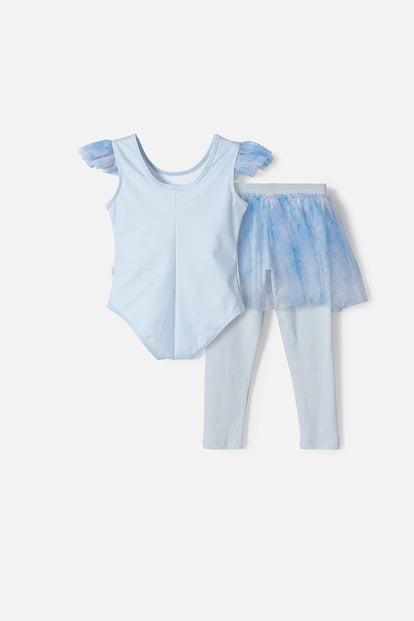 CONJUNTO DE FROZEN CON TULL AZUL CIELO PARA NIÑA 2T A 5T