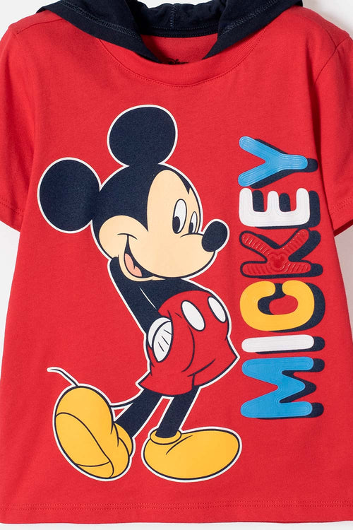CAMISETA DE MICKEY MOUSE CON GORRO ROJO PARA NIÑO 2T A 6T