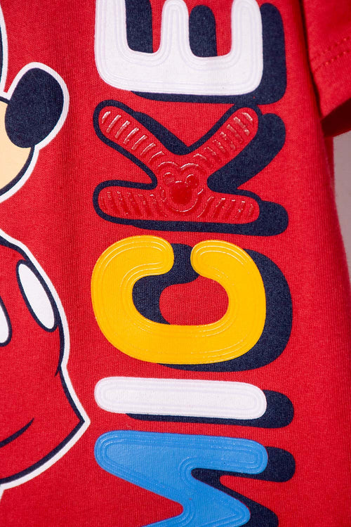 CAMISETA DE MICKEY MOUSE CON GORRO ROJO PARA NIÑO 2T A 6T