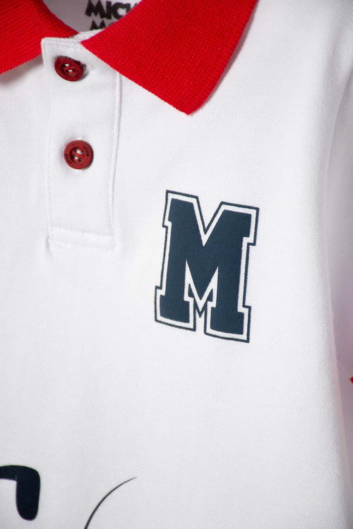 CAMISETA TIPO POLO DE MICKEY MOUSE BLANCO PARA NIÑO 2T A 6T