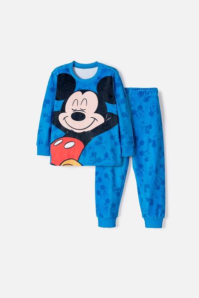 PIJAMA DE MICKEY MOUSE PANTALÓN LARGO AZUL PARA NIÑO 2T A 6T
